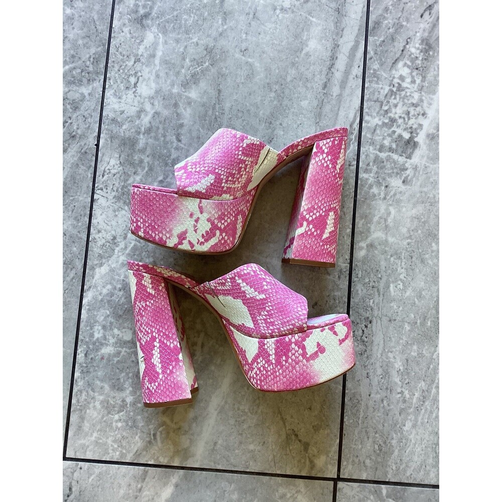 Schutz Snake Skin Print Pink Pumps Open Toe 8B